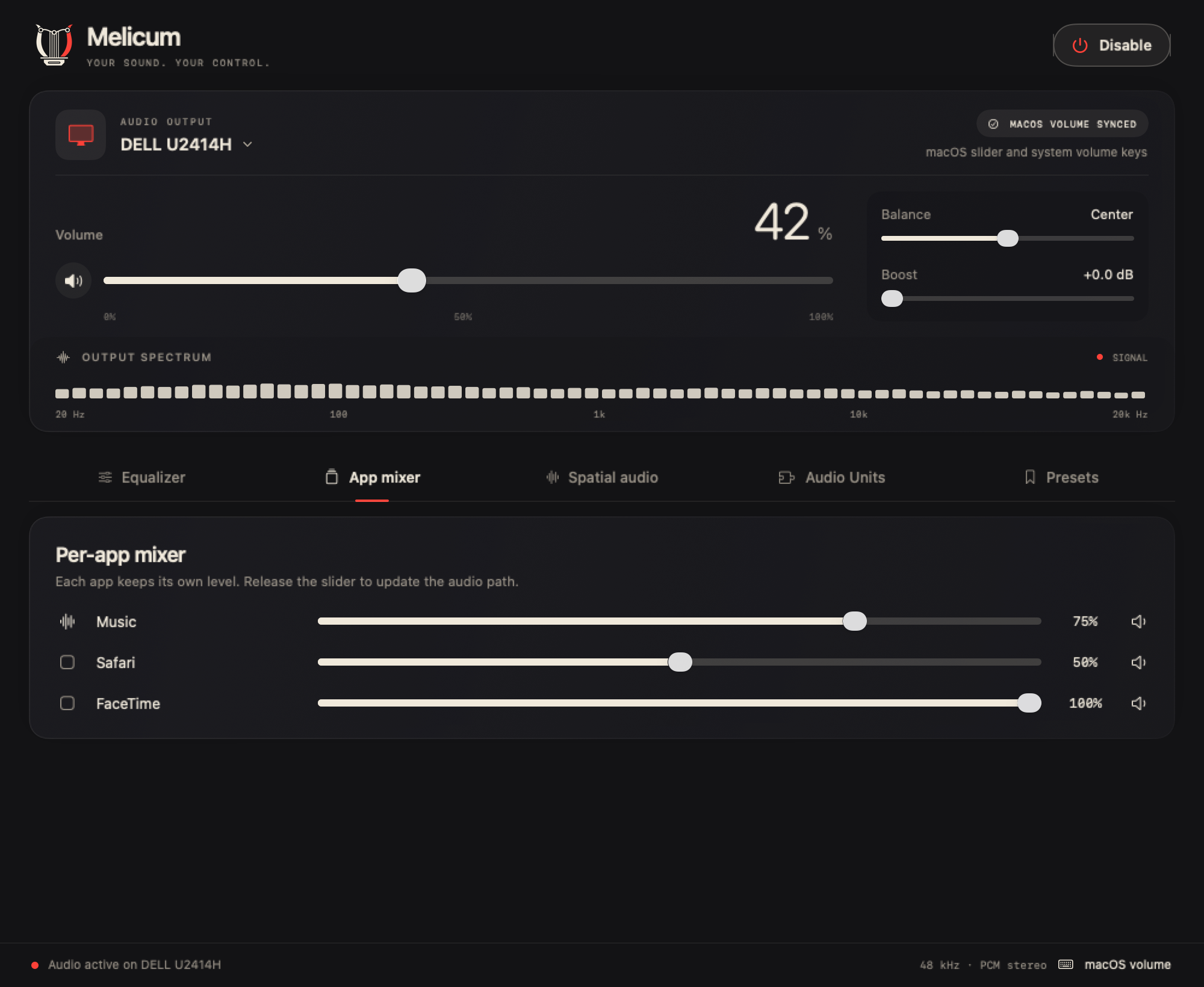 Independent application volume and mute controls