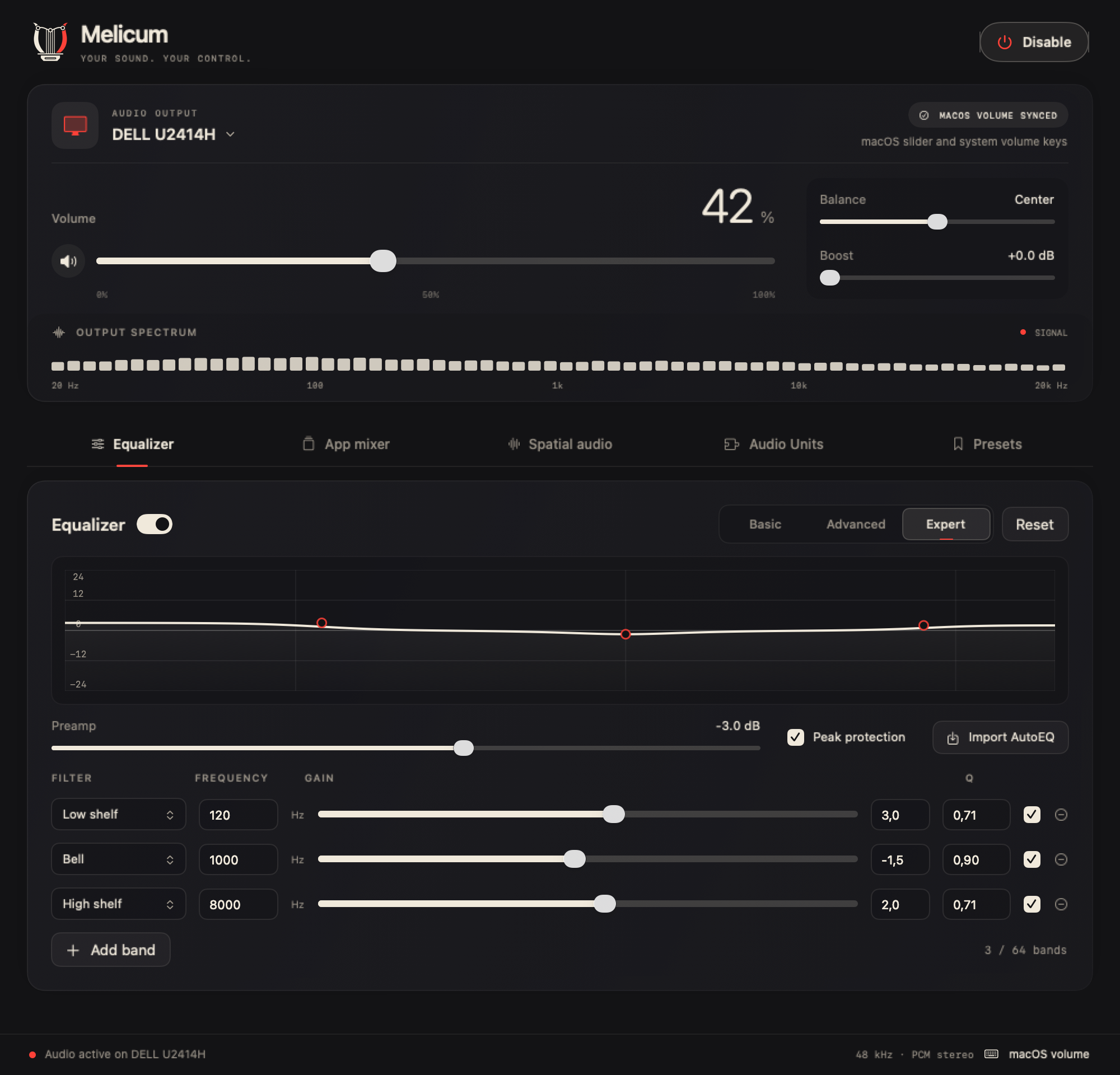 Redesigned master console and expert equalizer